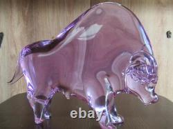 Stunning Vintage Murano Buffalo Purple Crystal Glass Handmade Figurine