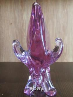 Stunning Vintage Murano Buffalo Purple Crystal Glass Handmade Figurine