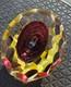 Stunning Vintage Murano Faceted 5 Red and Gold Art Glass Ashtray Dish