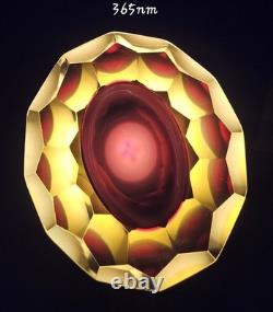 Stunning Vintage Murano Faceted 5 Red and Gold Art Glass Ashtray Dish