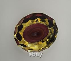 Stunning Vintage Murano Faceted 5 Red and Gold Art Glass Ashtray Dish