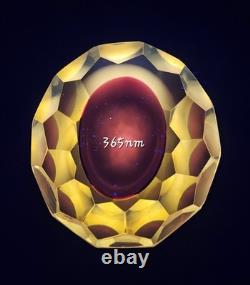 Stunning Vintage Murano Faceted 5 Red and Gold Art Glass Ashtray Dish