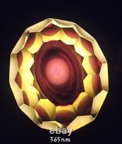 Stunning Vintage Murano Faceted 5 Red and Gold Art Glass Ashtray Dish