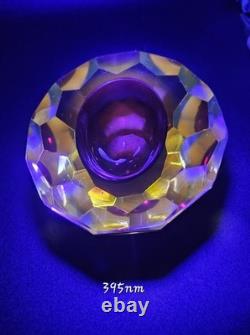 Stunning Vintage Murano Faceted 5 Red and Gold Art Glass Ashtray Dish