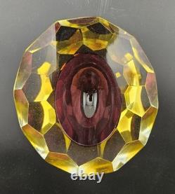 Stunning Vintage Murano Faceted 5 Red and Gold Art Glass Ashtray Dish