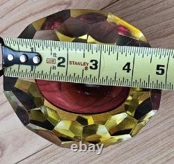 Stunning Vintage Murano Faceted 5 Red and Gold Art Glass Ashtray Dish
