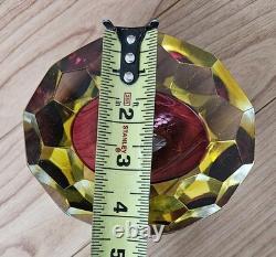 Stunning Vintage Murano Faceted 5 Red and Gold Art Glass Ashtray Dish