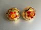 Stunning Vintage Murano Glass Clip-on Earrings Red flower on gold Foil 2cm