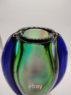 Stunning Vintage Murano Sommerso Italy Beautiful Rainbow Vase Art Glass 8