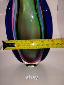 Stunning Vintage Murano Sommerso Italy Beautiful Rainbow Vase Art Glass 8