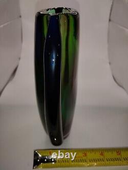 Stunning Vintage Murano Sommerso Italy Beautiful Rainbow Vase Art Glass 8