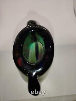 Stunning Vintage Murano Sommerso Italy Beautiful Rainbow Vase Art Glass 8