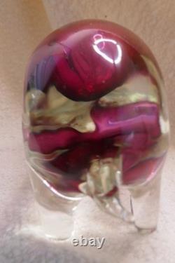 Stunning Vintage Murano Sommerso Large Pink and Clear Glass Pig Figurine