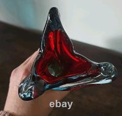 Stunning Vintage Murano Sommerso Twisted Art Glass Style Vase Circa 1950s