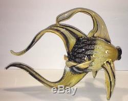 Stunning Vintage Murano Style Art Glass Hand Blown Large Tropical Fish Sculpture