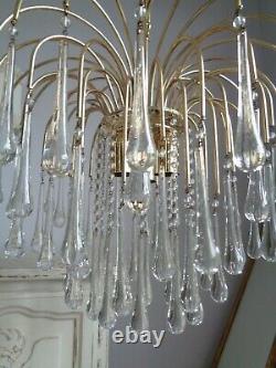 Stunning large vintage Murano Paolo Venini chandelier glass drops