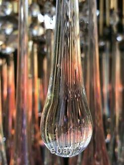 Stunning large vintage Murano Paolo Venini chandelier, pink & clear glass drops