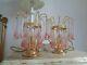 Stunning rare vintage Murano Paolo Venini pink glass drops table lamps
