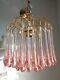 Stunning vintage Murano chandelier pink glass drops
