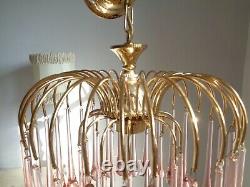 Stunning vintage Murano chandelier pink glass drops