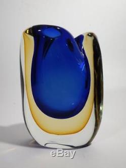 Stunnng Vintage Retro Italian Murano Art Glass Vase Sommerso