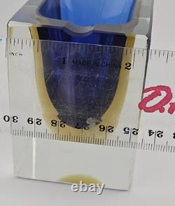 Super Cute Vintage Murano Sommerso Art Glass Ashtray Trinket Dish 3×3×2 Blue