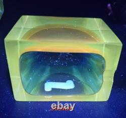 Super Cute Vintage Murano Sommerso Art Glass Ashtray Trinket Dish 3×3×2 Blue