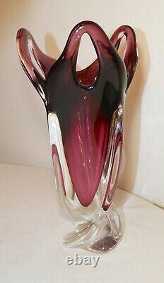 TALL vintage hand blown art studio glass Italian Murano vase Italy venetian