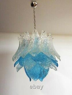 Talian vintage Murano Glass chandelier 38 glasses blue and trasparent