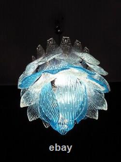 Talian vintage Murano Glass chandelier 38 glasses blue and trasparent