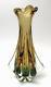 Tall Sleek Vintage Italian Murano Green & Yellow Art Glass Vase MID Century
