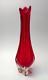 Tall Sleek Vintage Italian Murano Vibrant Red Sommerso Art Glass Vase