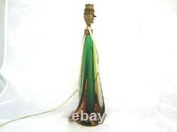 Toso / Poli MCM Murano hand blown sommerso glass table lamp green & golden amber