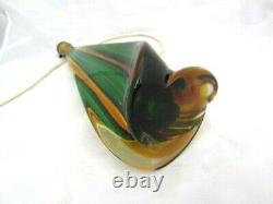 Toso / Poli MCM Murano hand blown sommerso glass table lamp green & golden amber