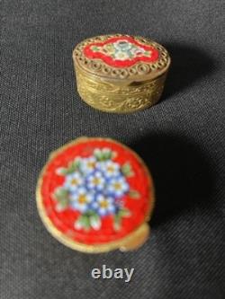 Trio of Vintage Italian Murano Collectible Art Glass Mosaic Pillboxes