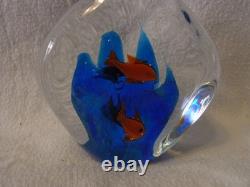 Two Fish Murano Glass Aquarium Paperweight Vintage Italy #WithO
