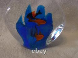 Two Fish Murano Glass Aquarium Paperweight Vintage Italy #WithO