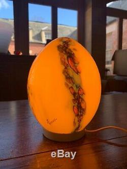 VIANNE Signed Table Lamp, Egg Glass 1970s Vintage, MCM, Murano Style