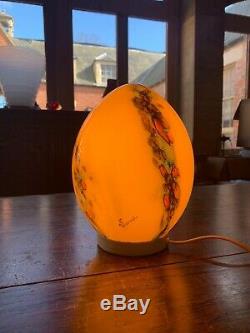 VIANNE Signed Table Lamp, Egg Glass 1970s Vintage, MCM, Murano Style