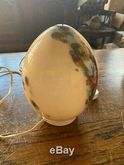 VIANNE Signed Table Lamp, Egg Glass 1970s Vintage, MCM, Murano Style