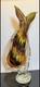 VINTAGE 14 MURANO GLASS FISH SCULPTURE MADE IN ITALY Yellow Gold Glitter