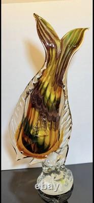 VINTAGE 14 MURANO GLASS FISH SCULPTURE MADE IN ITALY Yellow Gold Glitter