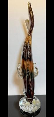 VINTAGE 14 MURANO GLASS FISH SCULPTURE MADE IN ITALY Yellow Gold Glitter