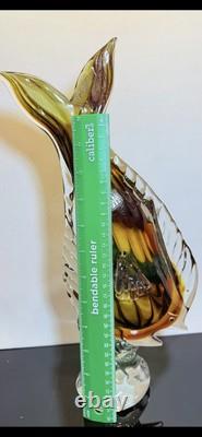 VINTAGE 14 MURANO GLASS FISH SCULPTURE MADE IN ITALY Yellow Gold Glitter