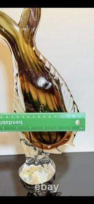 VINTAGE 14 MURANO GLASS FISH SCULPTURE MADE IN ITALY Yellow Gold Glitter