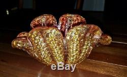 VINTAGE 1950'S Clam Shell Vase MURANO Italy BAROVIER TOSO Gold Flake Red RARE