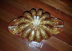 VINTAGE 1950'S Clam Shell Vase MURANO Italy BAROVIER TOSO Gold Flake Red RARE