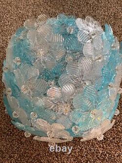 VINTAGE 50's BAROVIER TOSO WALL SCONCE LIGHT BLUE GLASS FLOWERS MURANO LAMP
