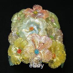 VINTAGE 50's BAROVIER TOSO WALL SCONCE LIGHT COLORFUL GLASS FLOWERS MURANO LAMP