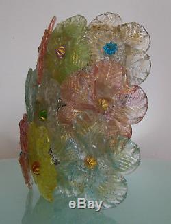 VINTAGE 50's BAROVIER TOSO WALL SCONCE LIGHT COLORFUL GLASS FLOWERS MURANO LAMP